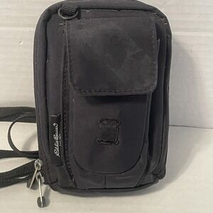 Eddie Bauer Small 6" Pouch Black Camera Bag Belt Loop Zippered Top
